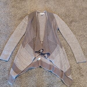 Knox Rose Taupe and Beige Open Front Cardigan